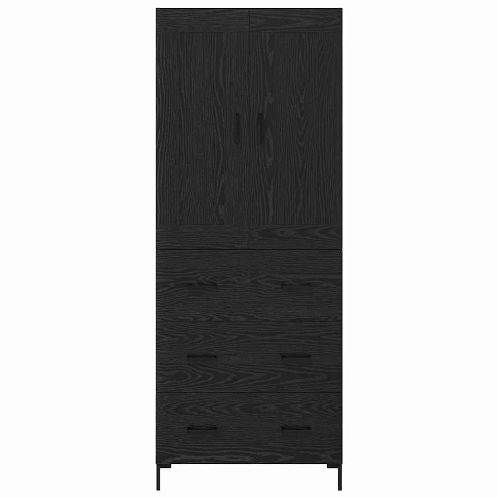 Highboard met lade Zwart Eiken 69,5 x 34 x 180 cm Bewerkt hout