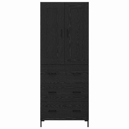 Highboard met lade Zwart Eiken 69,5 x 34 x 180 cm Bewerkt hout