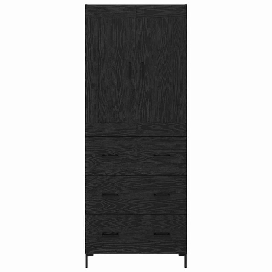 Highboard met lade Zwart Eiken 69,5 x 34 x 180 cm Bewerkt hout