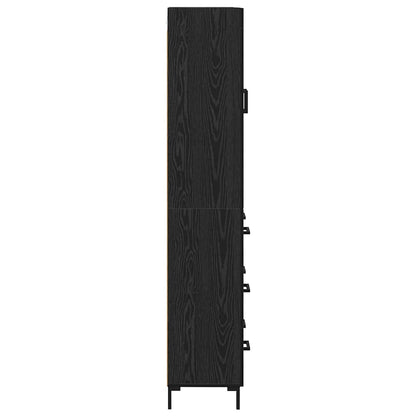 Highboard met lade Zwart Eiken 69,5 x 34 x 180 cm Bewerkt hout