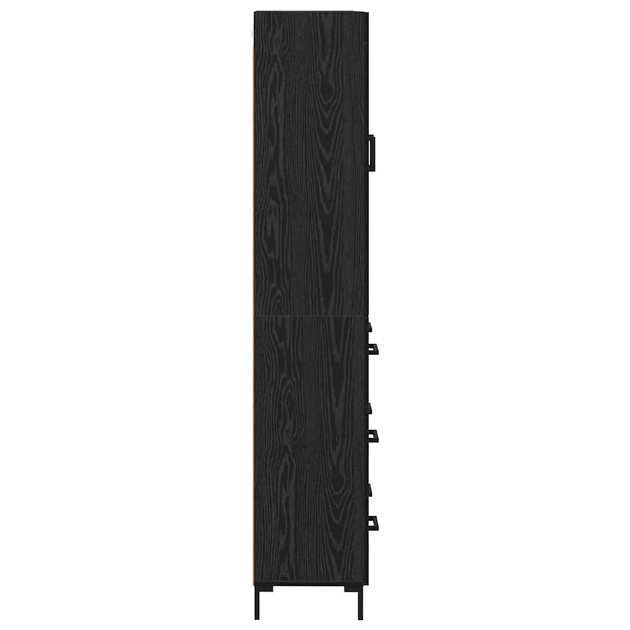 Highboard met lade Zwart Eiken 69,5 x 34 x 180 cm Bewerkt hout