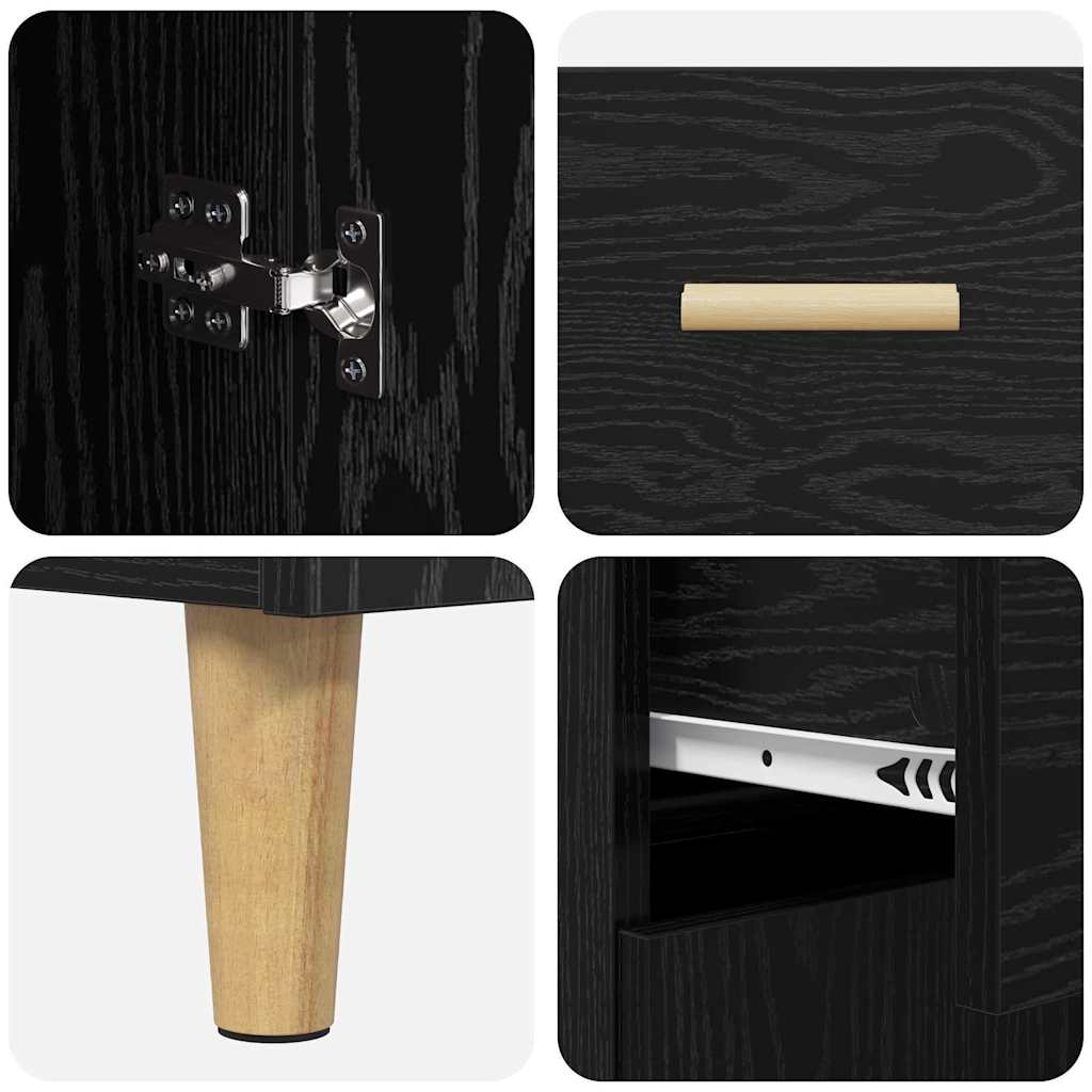Highboard Wandgemonteerd 2 pcs Zwart Eiken Bewerkt hout