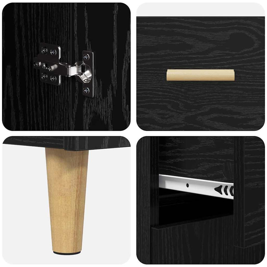 Highboard Wandgemonteerd 2 pcs Zwart Eiken Bewerkt hout