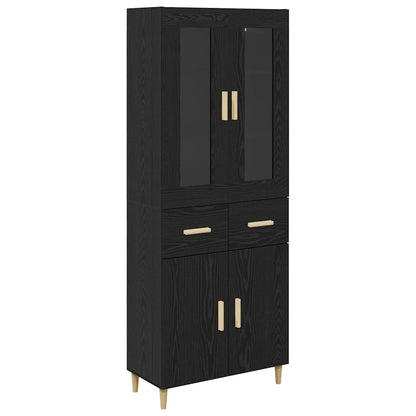 Highboard Wandgemonteerd 2 pcs Zwart Eiken Bewerkt hout