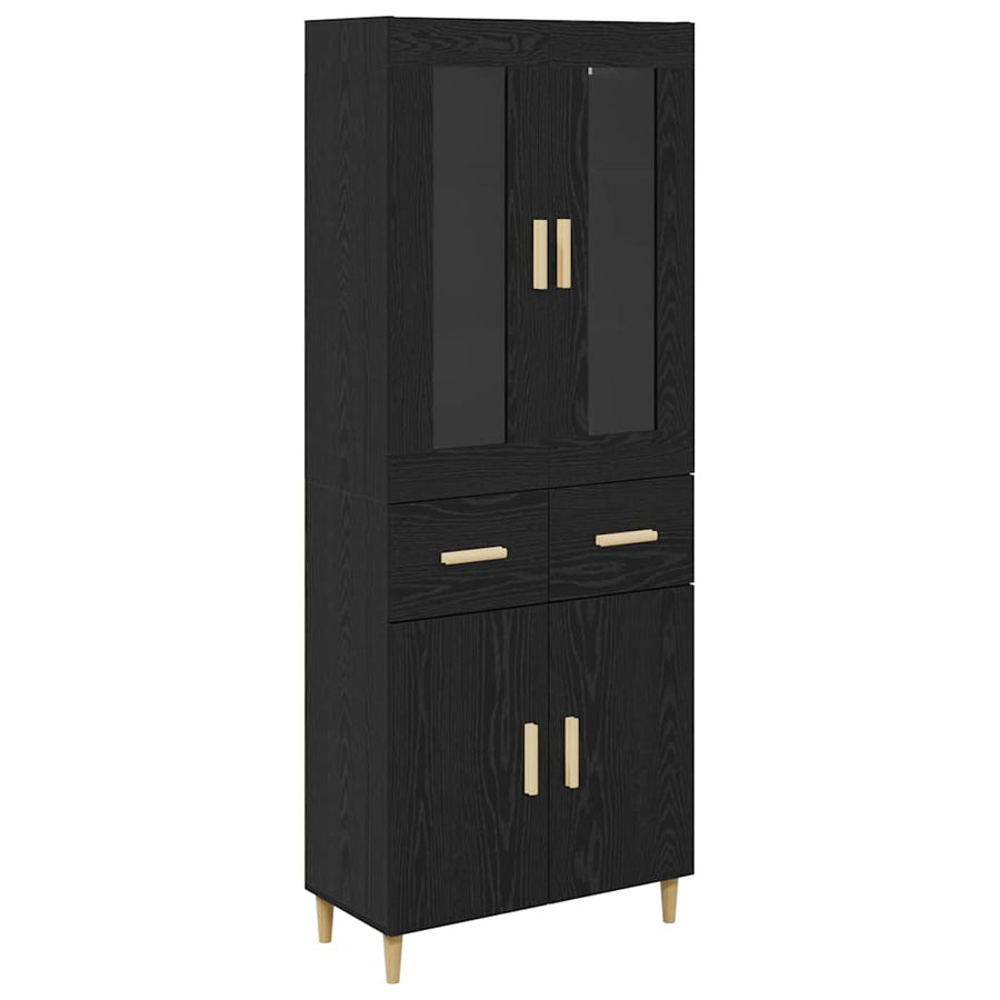 Highboard Wandgemonteerd 2 pcs Zwart Eiken Bewerkt hout