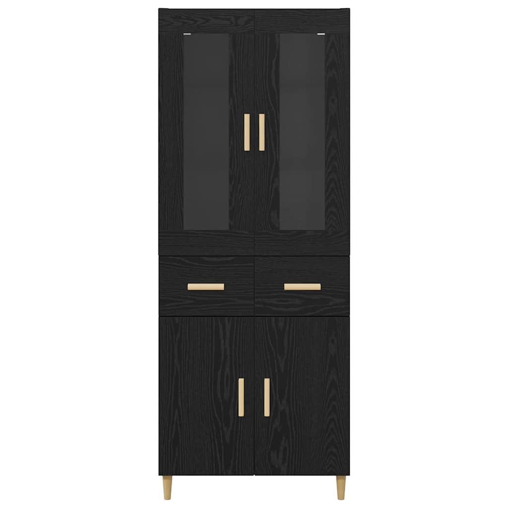 Highboard Wandgemonteerd 2 pcs Zwart Eiken Bewerkt hout