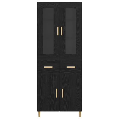 Highboard Wandgemonteerd 2 pcs Zwart Eiken Bewerkt hout