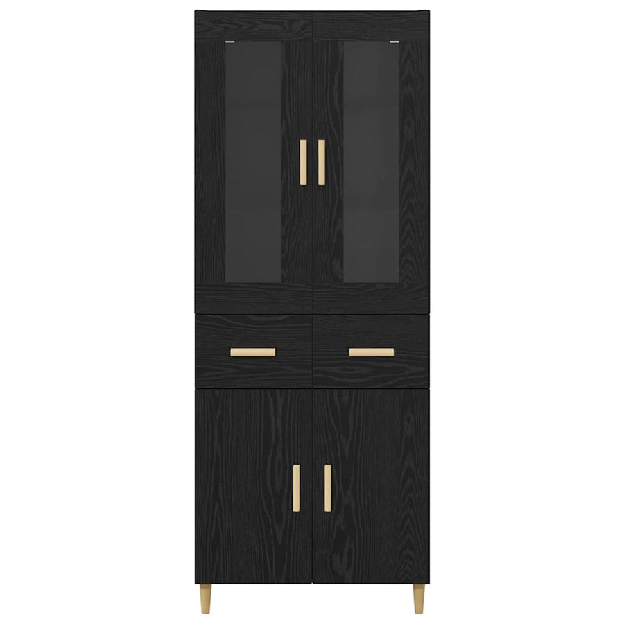 Highboard Wandgemonteerd 2 pcs Zwart Eiken Bewerkt hout