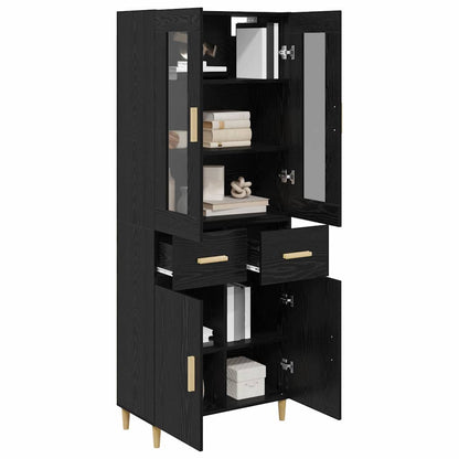Highboard Wandgemonteerd 2 pcs Zwart Eiken Bewerkt hout