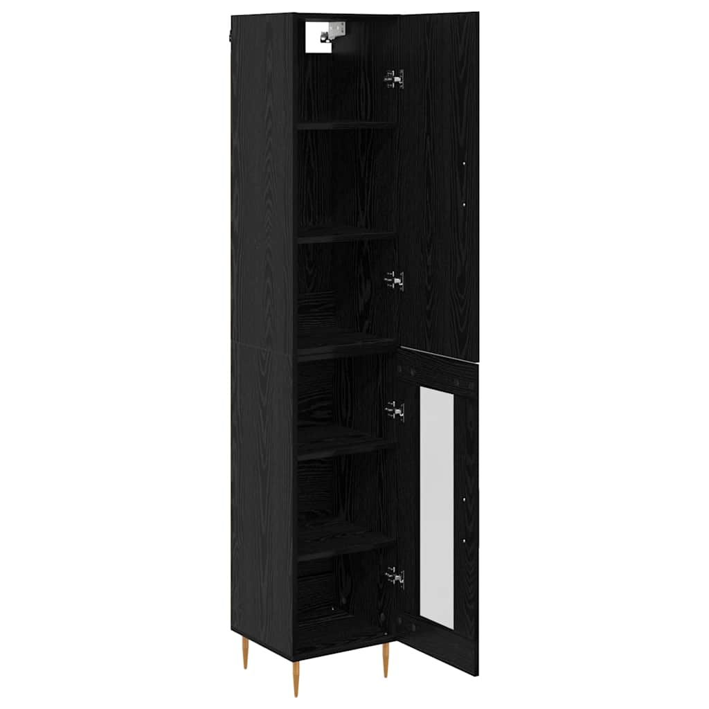 Highboard Zwart Eiken 34,5 x 34 x 180 cm Bewerkt hout