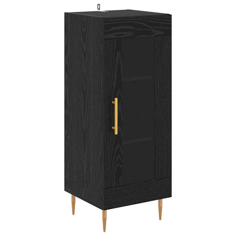 Highboard Zwart Eiken 34,5 x 34 x 180 cm Bewerkt hout