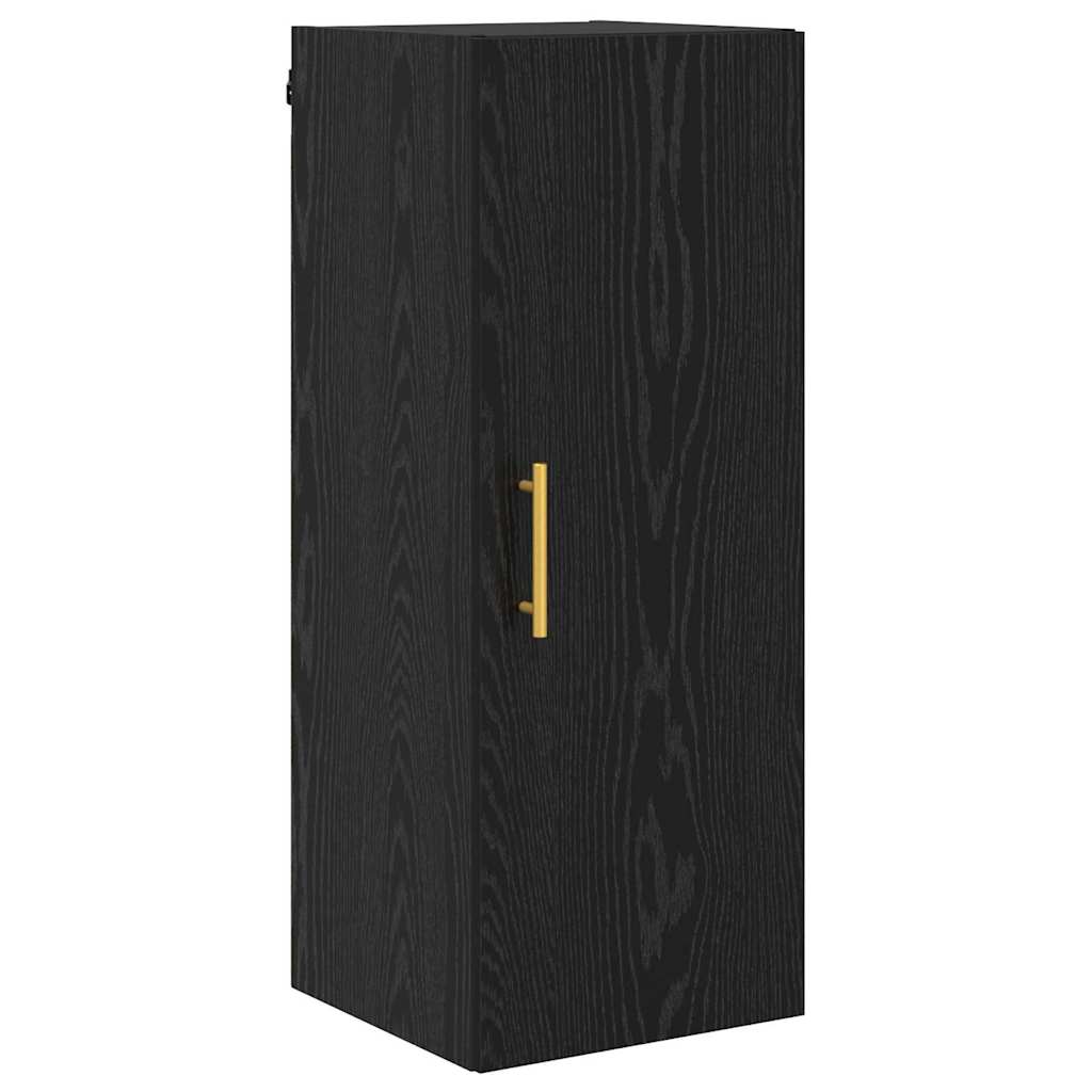 Highboard Zwart Eiken 34,5 x 34 x 180 cm Bewerkt hout