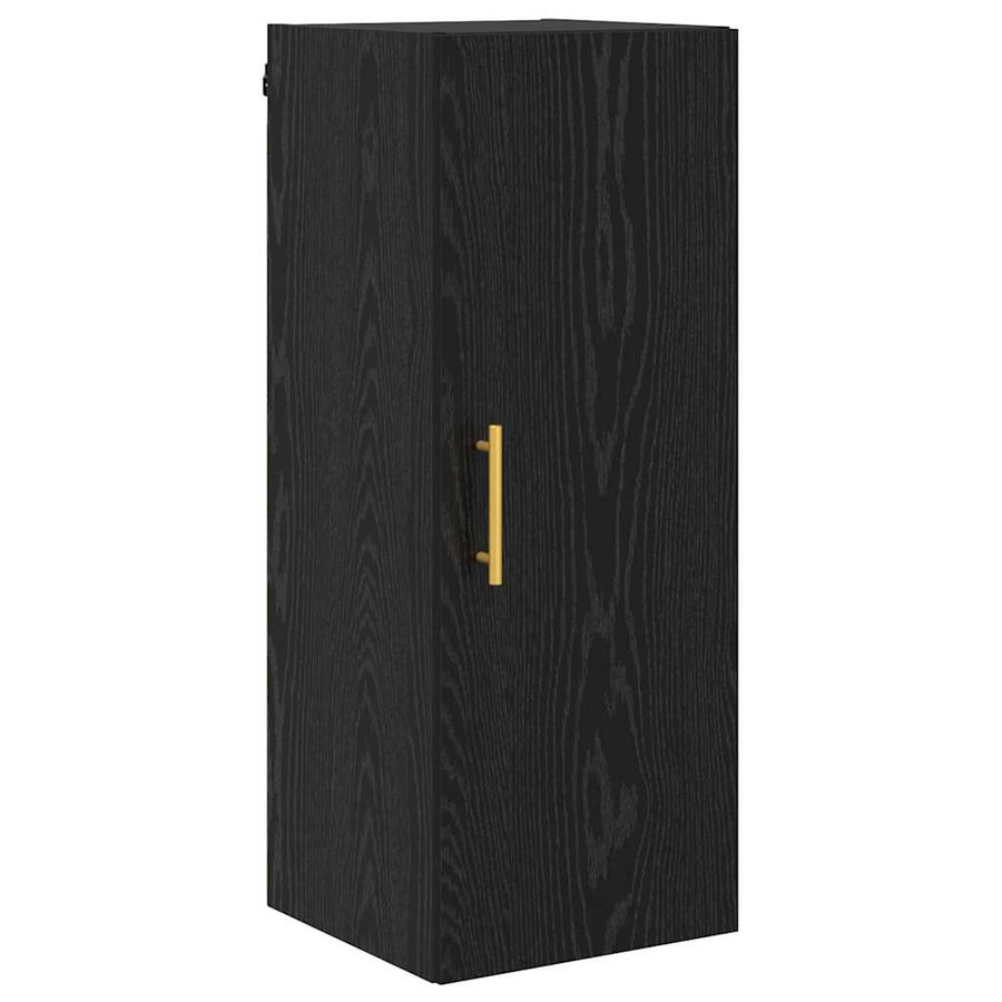 Highboard Zwart Eiken 34,5 x 34 x 180 cm Bewerkt hout