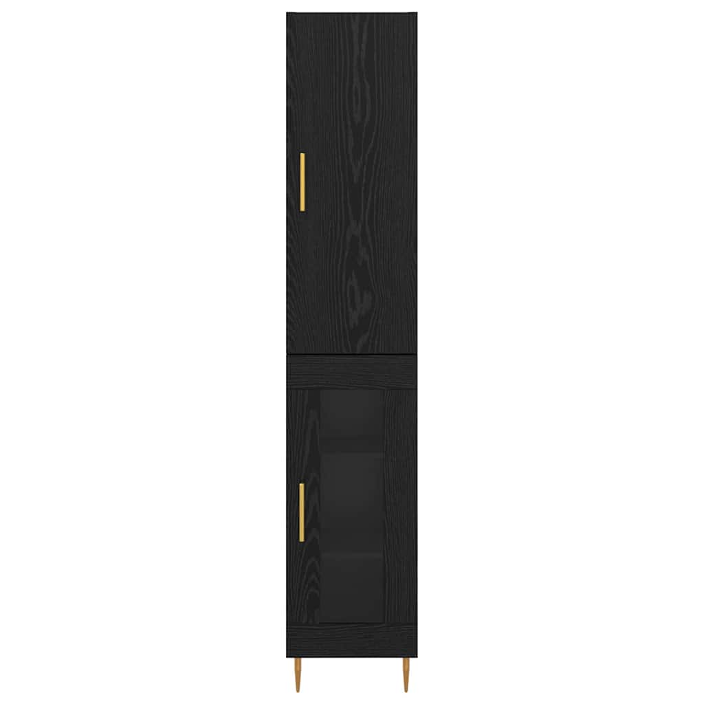 Highboard Zwart Eiken 34,5 x 34 x 180 cm Bewerkt hout