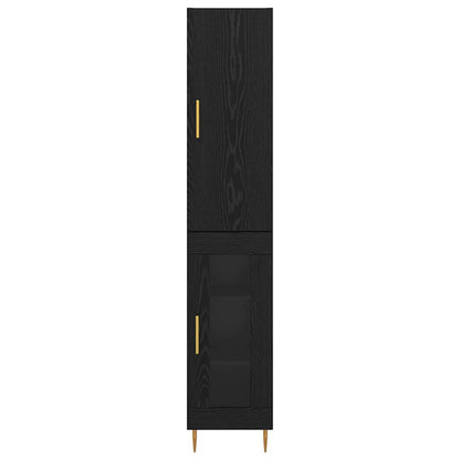 Highboard Zwart Eiken 34,5 x 34 x 180 cm Bewerkt hout