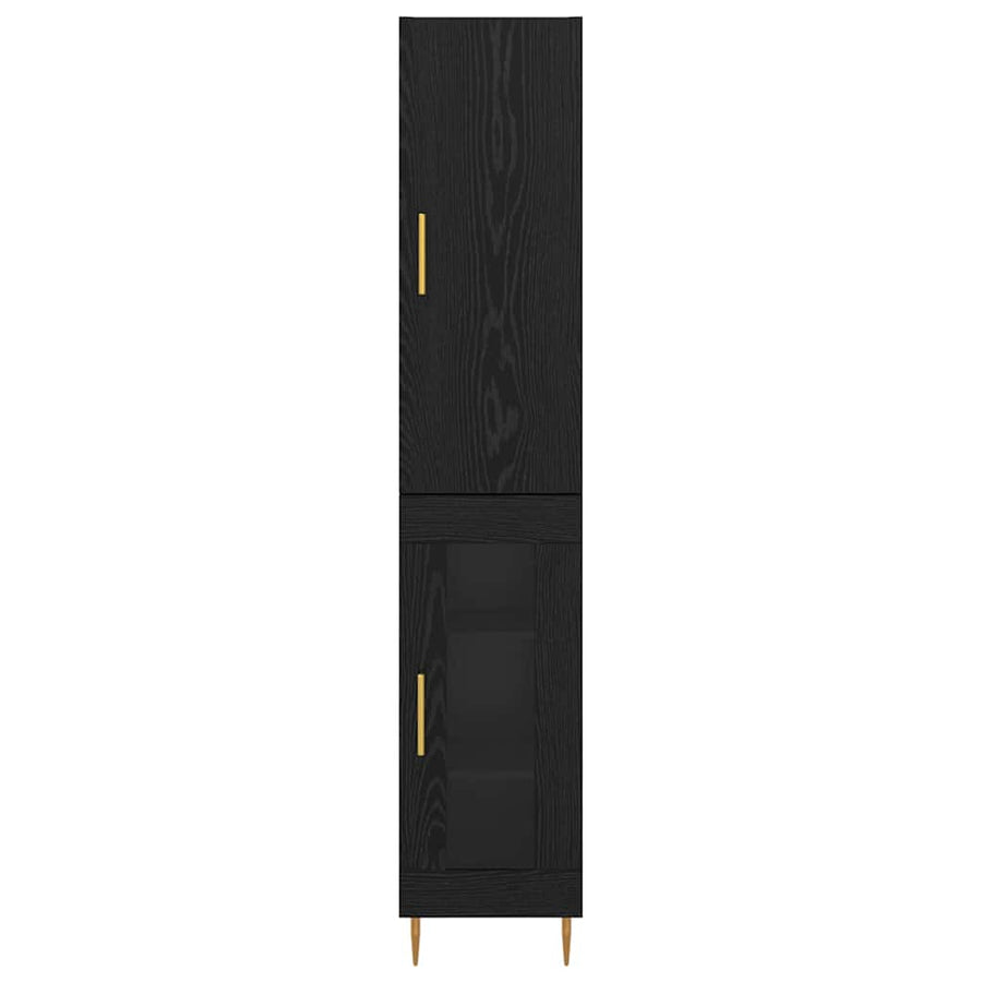 Highboard Zwart Eiken 34,5 x 34 x 180 cm Bewerkt hout