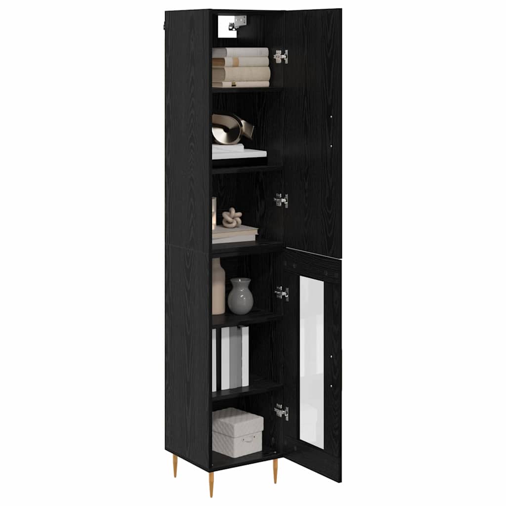 Highboard Zwart Eiken 34,5 x 34 x 180 cm Bewerkt hout