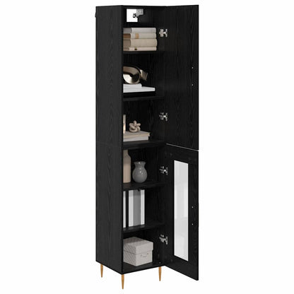 Highboard Zwart Eiken 34,5 x 34 x 180 cm Bewerkt hout