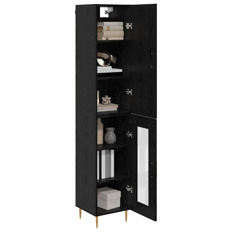 Highboard Zwart Eiken 34,5 x 34 x 180 cm Bewerkt hout