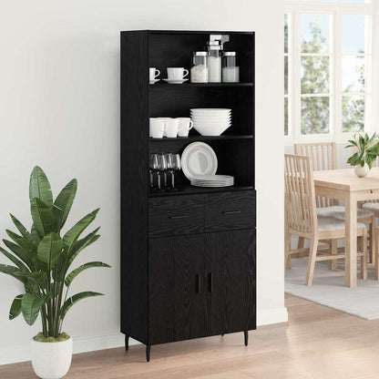 Highboard 2 pcs Zwart Eiken 69,5 x 34 x 180 cm Bewerkt hout