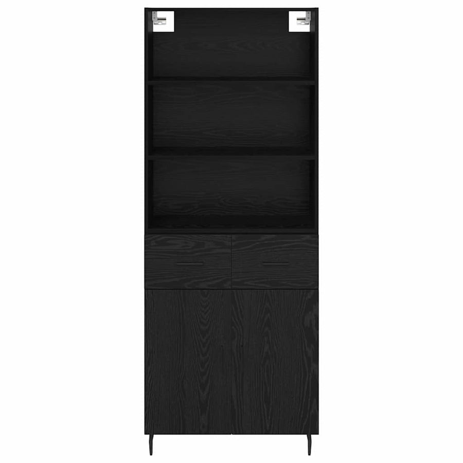 Highboard 2 pcs Zwart Eiken 69,5 x 34 x 180 cm Bewerkt hout