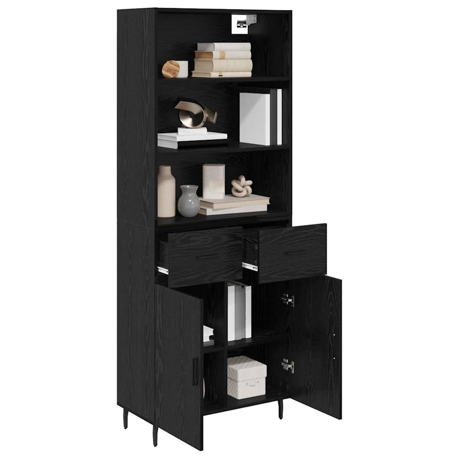 Highboard 2 pcs Zwart Eiken 69,5 x 34 x 180 cm Bewerkt hout