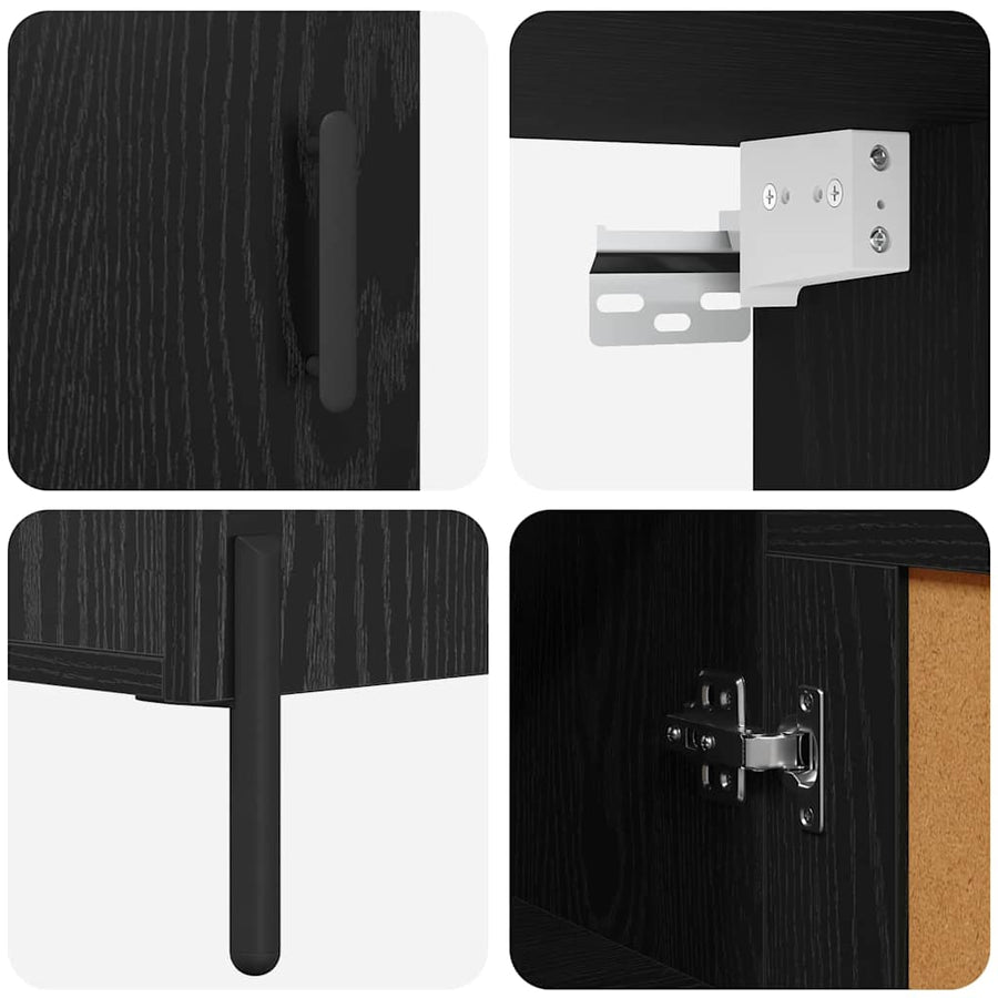Highboard 2 pcs Zwart Eiken 69,5 x 34 x 180 cm Bewerkt hout