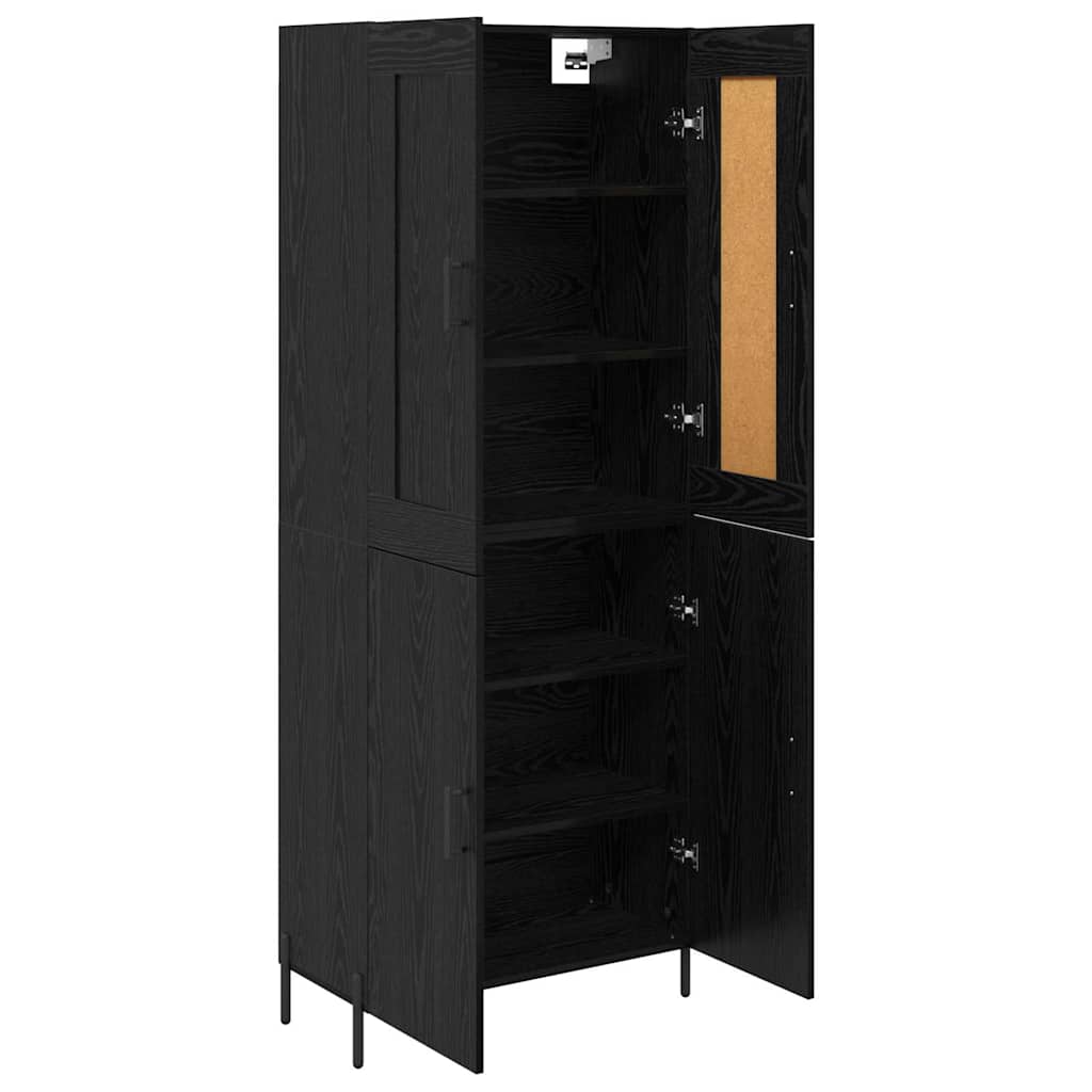 Highboard 2 pcs Zwart Eiken 69,5 x 34 x 180 cm Bewerkt hout