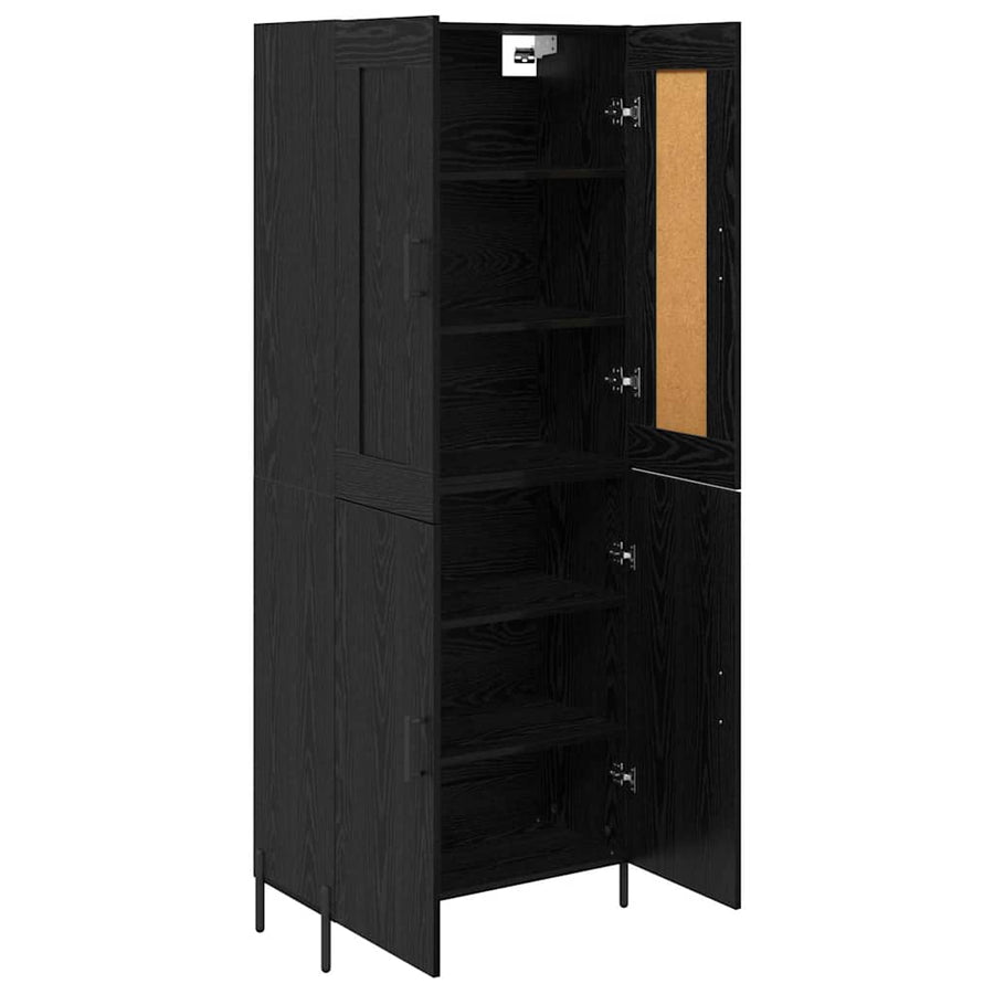 Highboard 2 pcs Zwart Eiken 69,5 x 34 x 180 cm Bewerkt hout