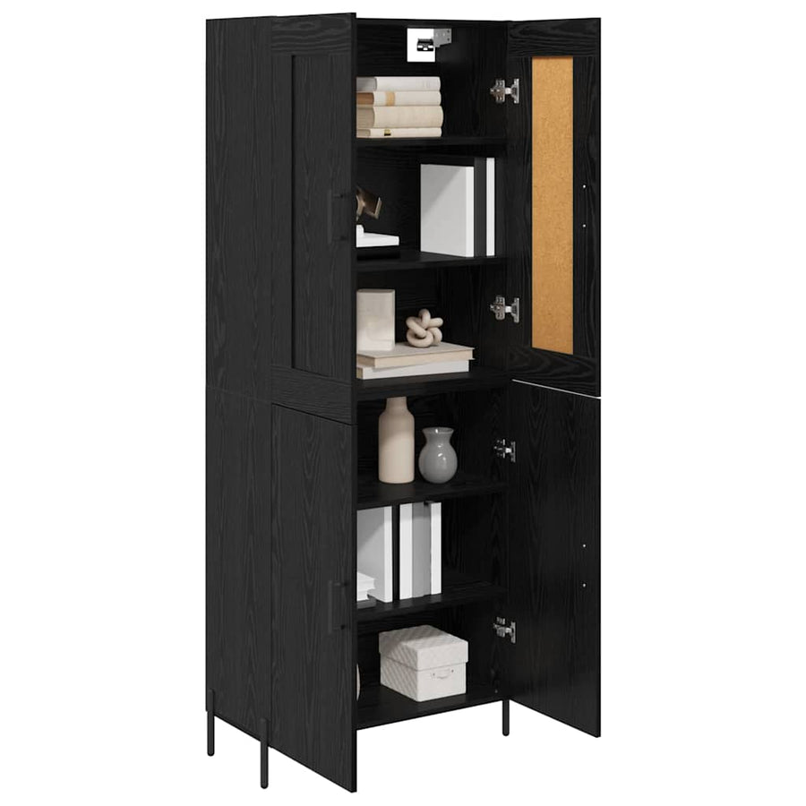Highboard 2 pcs Zwart Eiken 69,5 x 34 x 180 cm Bewerkt hout