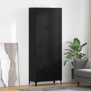 Highboard zwart eiken 69,5x34x180 cm met lade