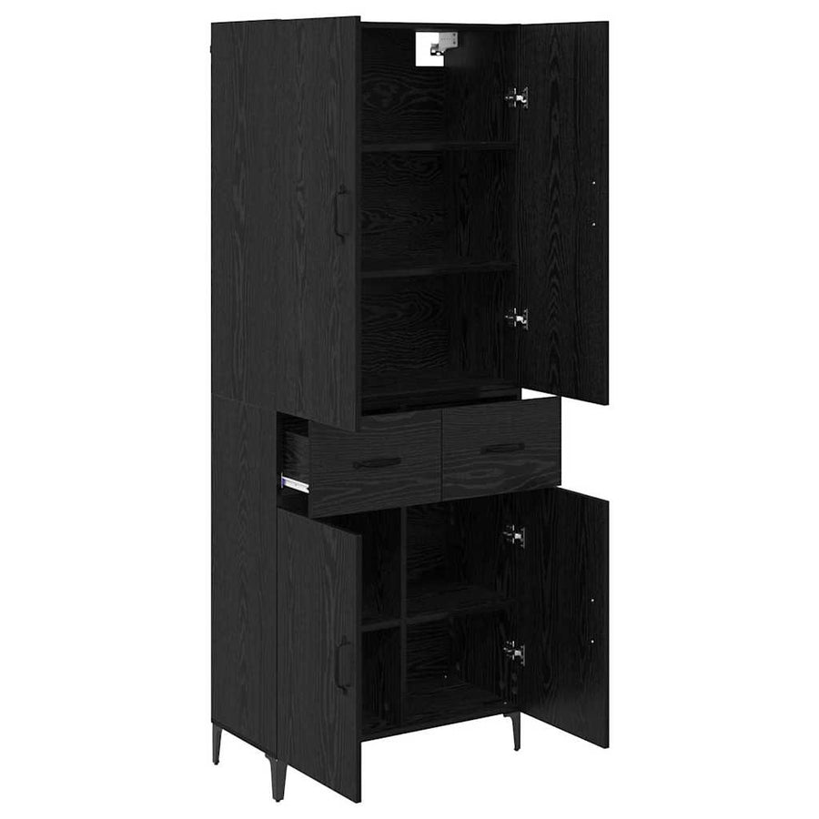Highboard met lade Zwart Eiken 69,5 x 34 x 180 cm Bewerkt hout