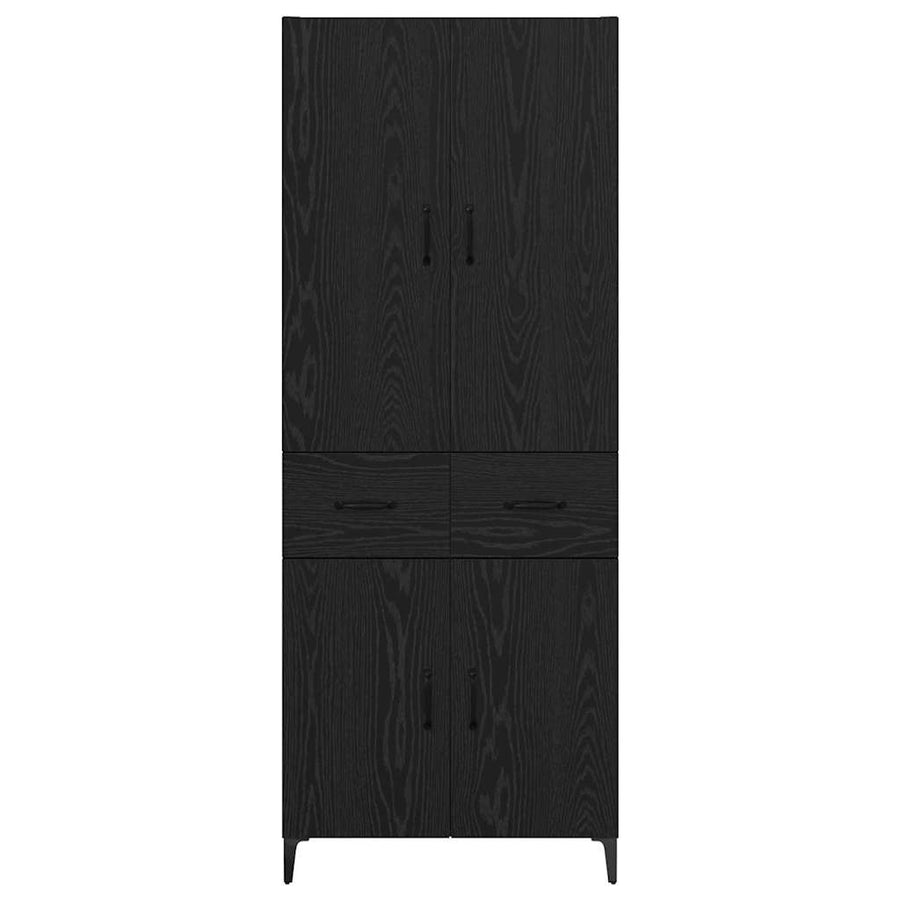 Highboard met lade Zwart Eiken 69,5 x 34 x 180 cm Bewerkt hout