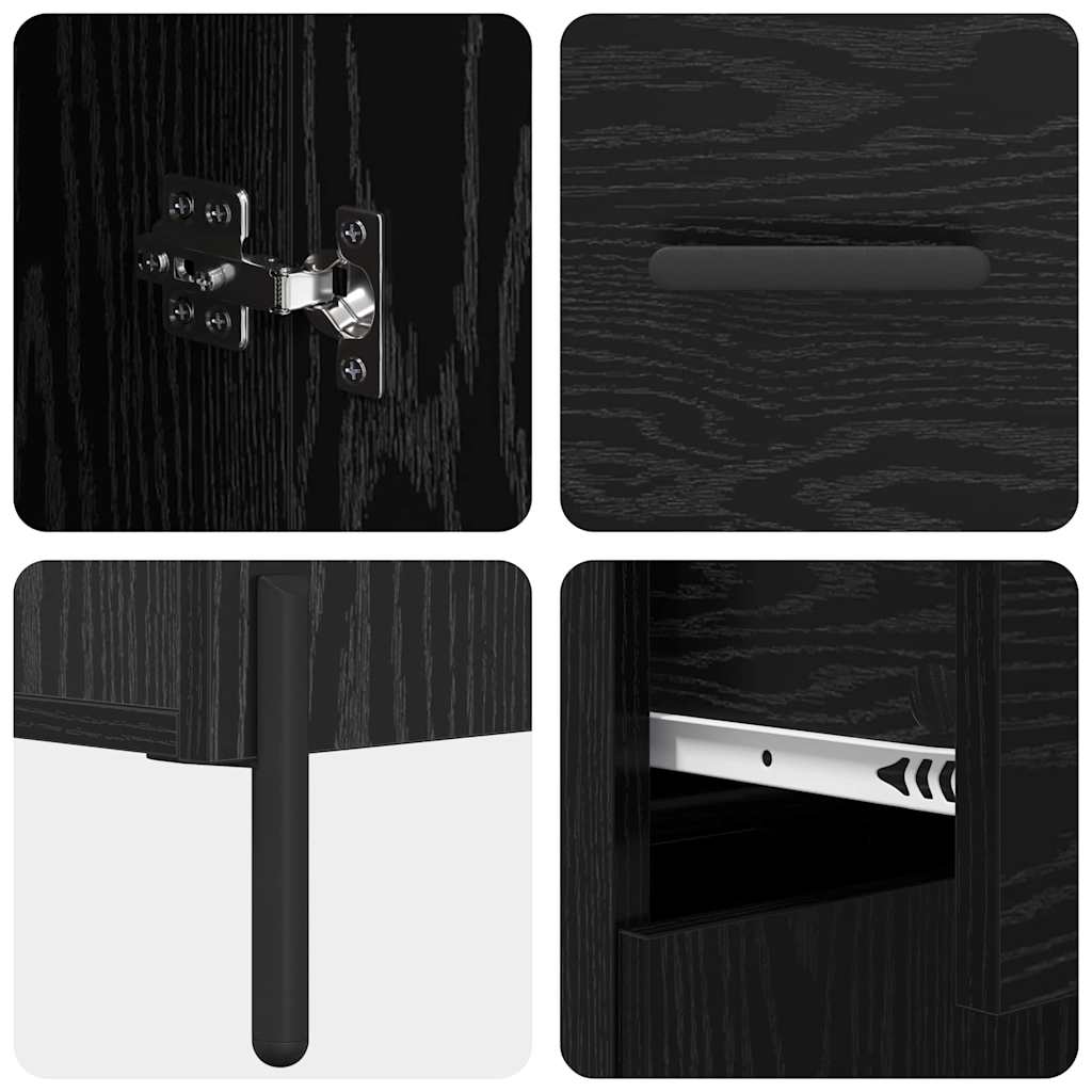 Highboard 2 pcs Zwart Eiken 69,5 x 34 x 180 cm Bewerkt hout