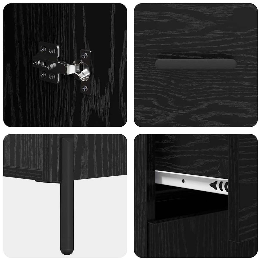 Highboard 2 pcs Zwart Eiken 69,5 x 34 x 180 cm Bewerkt hout