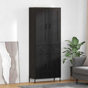 Hoge kast met lade 69,5x34x180 cm zwart eiken