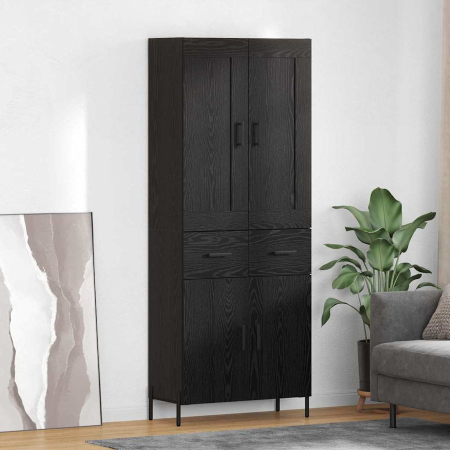 Highboard 2 pcs Zwart Eiken 69,5 x 34 x 180 cm Bewerkt hout