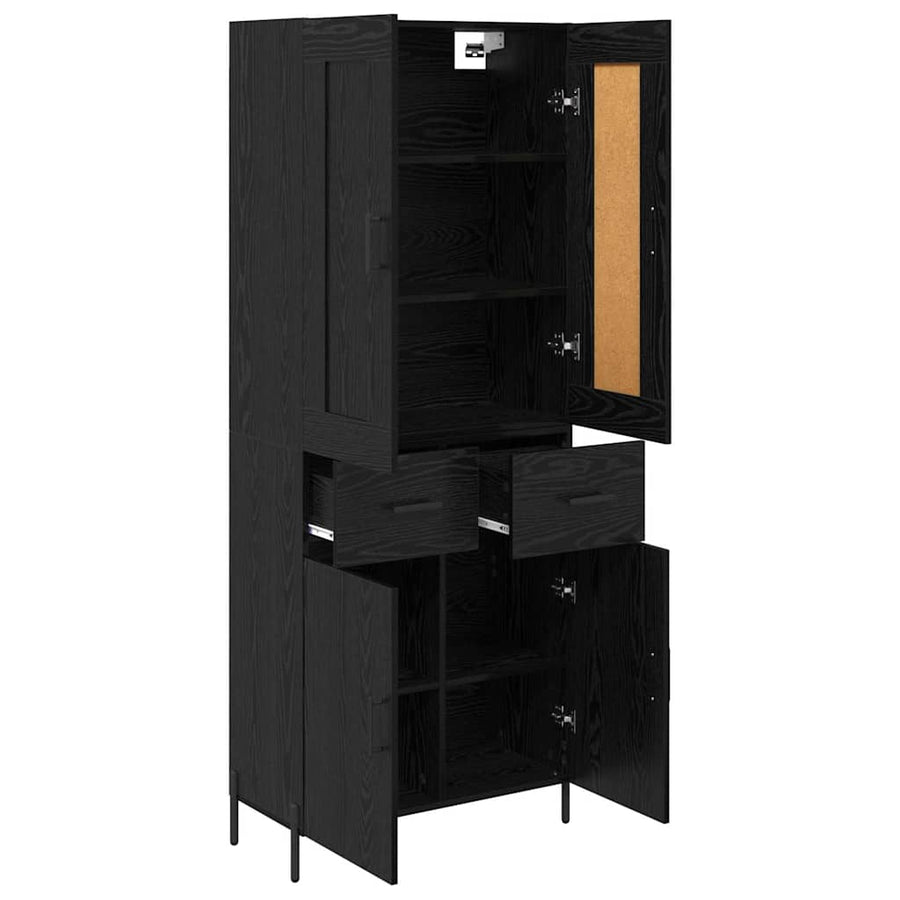 Highboard 2 pcs Zwart Eiken 69,5 x 34 x 180 cm Bewerkt hout