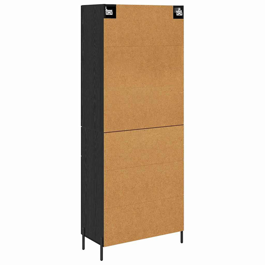 Highboard 2 pcs Zwart Eiken 69,5 x 34 x 180 cm Bewerkt hout