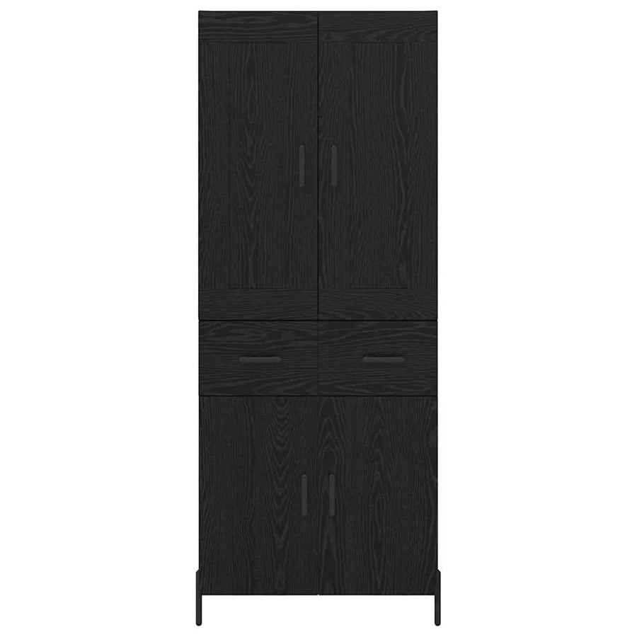Highboard 2 pcs Zwart Eiken 69,5 x 34 x 180 cm Bewerkt hout
