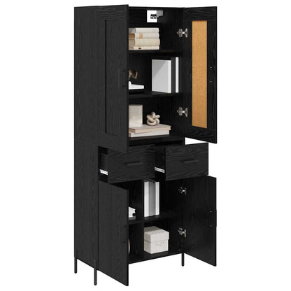 Highboard 2 pcs Zwart Eiken 69,5 x 34 x 180 cm Bewerkt hout