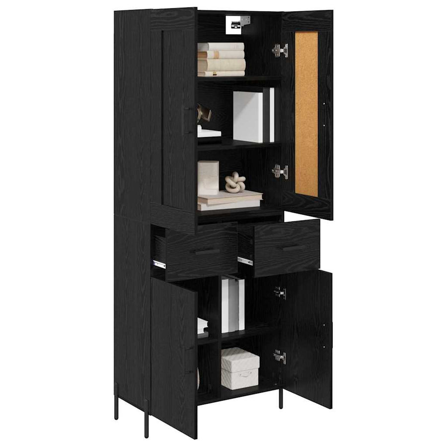 Highboard 2 pcs Zwart Eiken 69,5 x 34 x 180 cm Bewerkt hout