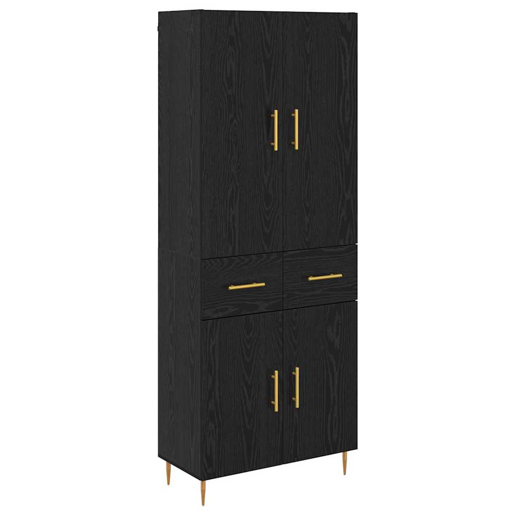 Highboard met lade Zwart Eiken 69,5 x 34 x 180 cm Bewerkt hout