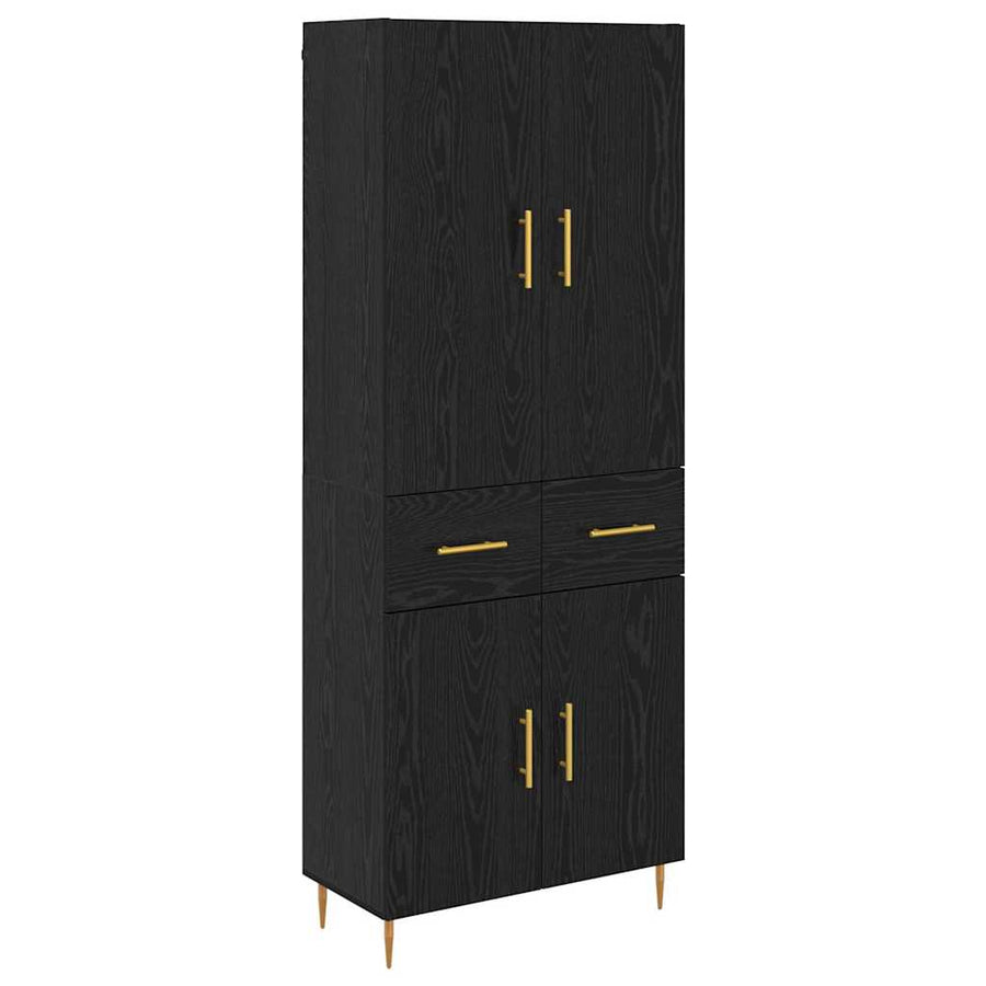 Highboard met lade Zwart Eiken 69,5 x 34 x 180 cm Bewerkt hout