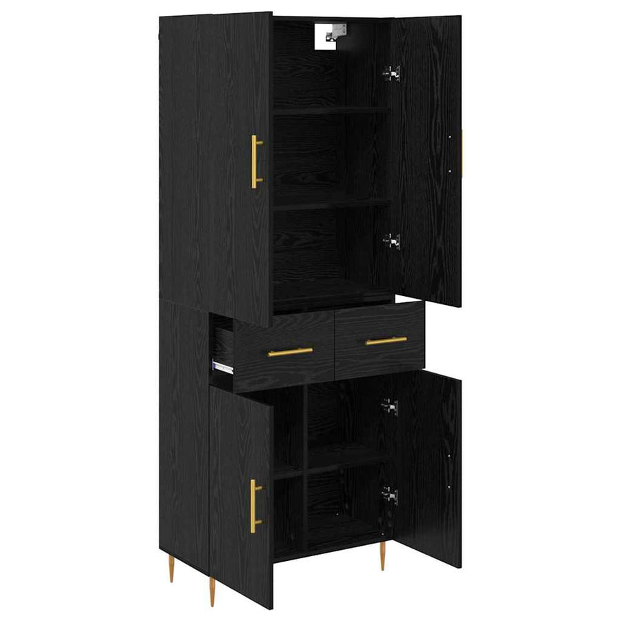 Highboard met lade Zwart Eiken 69,5 x 34 x 180 cm Bewerkt hout