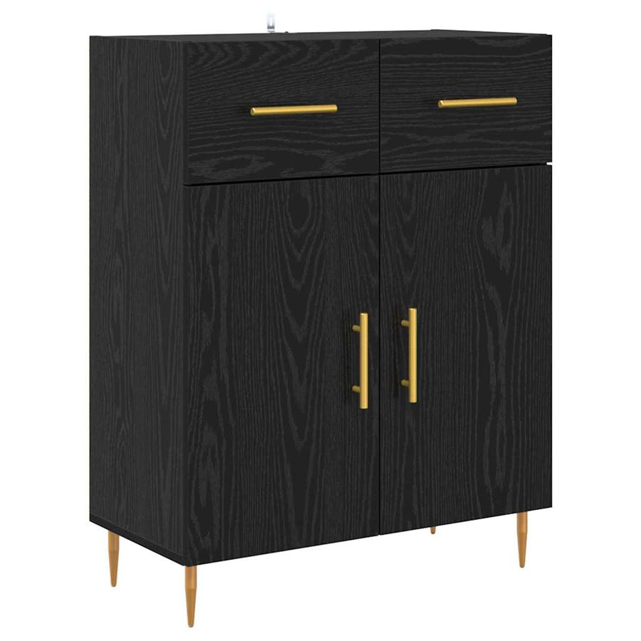 Highboard met lade Zwart Eiken 69,5 x 34 x 180 cm Bewerkt hout