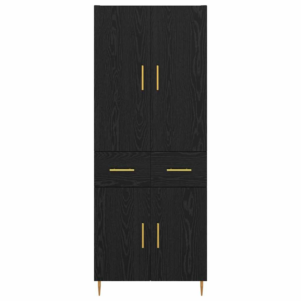 Highboard met lade Zwart Eiken 69,5 x 34 x 180 cm Bewerkt hout