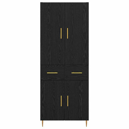 Highboard met lade Zwart Eiken 69,5 x 34 x 180 cm Bewerkt hout