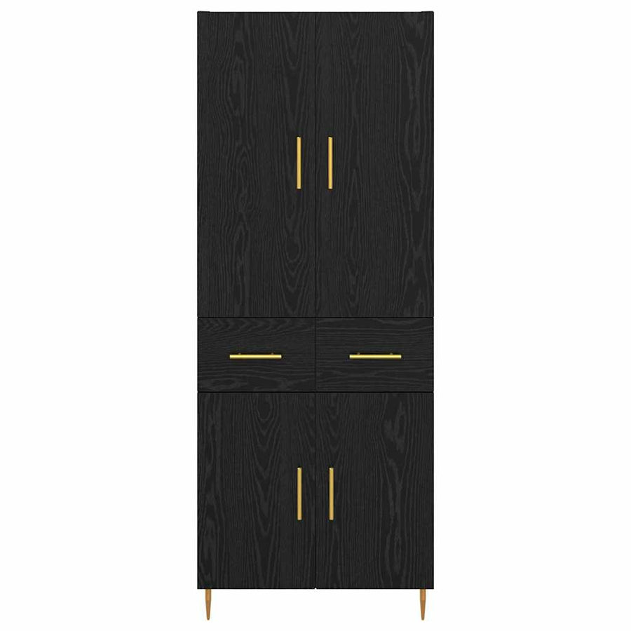 Highboard met lade Zwart Eiken 69,5 x 34 x 180 cm Bewerkt hout