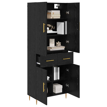 Highboard met lade Zwart Eiken 69,5 x 34 x 180 cm Bewerkt hout